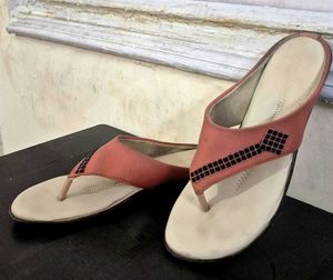 Coral Thong Sandals with Embellishments