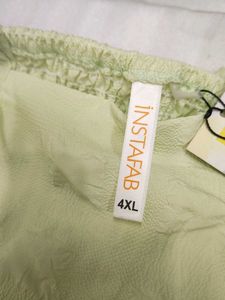 iNSTAFAB Light Green Puff Sleeve Mini Dress