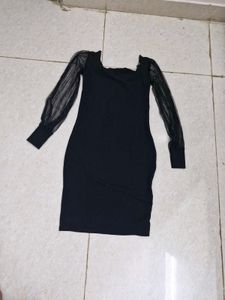 Elegant Black Sheer Sleeve one piece