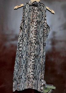 Snake Print Sleeveless Mock Neck Dress 36 Bust