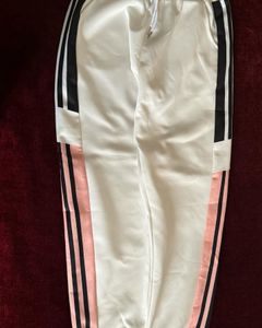Ankle Length Side Stripes White Joggers