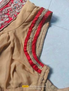 Cream&amp;Red Combination Blouse