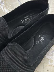 Black Knit Slip-On Loafers