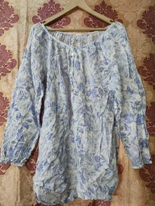 Light Blue Floral Print Tunic Top