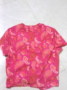 Pink Paisley Cinched Top