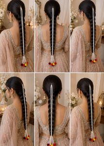 Boho Beaded Maang Tikka with Pom Poms