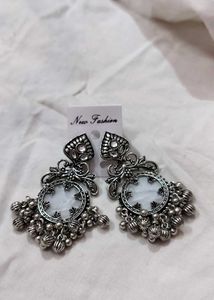Boho Silver Jhumka Earrings