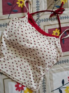 Floral Print Camisole with Lace Trim padded