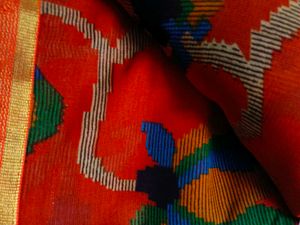 Beautiful orange Floral Print Saree