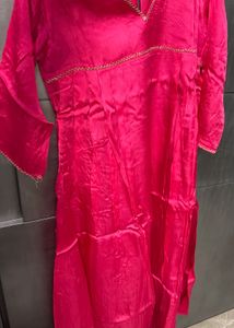 Vibrant Pink Kurta Set with Organza dupatta
