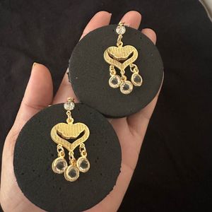 Gold Heart Drop Earrings