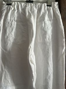 Classic White Linen Wide Leg Pants