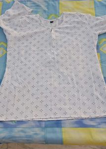 White Printed Cotton Kurta