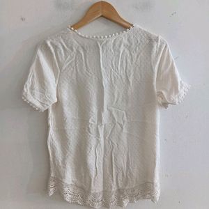 Off White High Low Crop Top