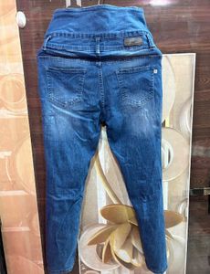 High Waisted Ripped Blue Jeans
