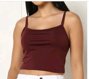 Maroon Spaghetti Strap Crop cami Top