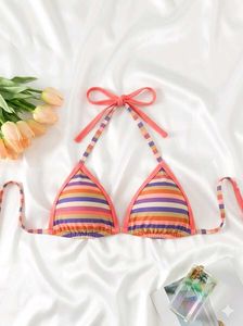 Colorful Striped Bikini Top