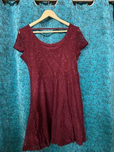 Ginger Floral Lace Mini Dress( Maroon)