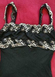 Black Lace Trim Cami Top