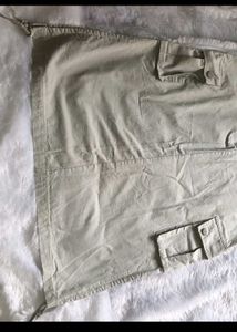 Beige Cargo Midi Skirt