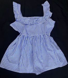 Blue Gingham Ruffled Dress