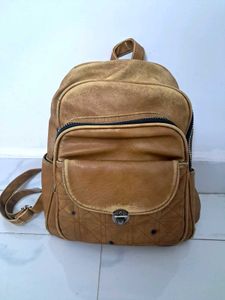 Stylish Brown Faux Leather Backpack