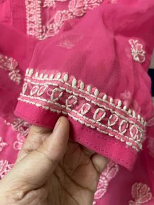 Vibrant Pink Chikankari Kurta