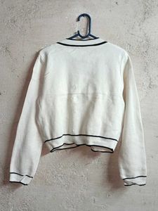 White Cropped Cardigan Sweater