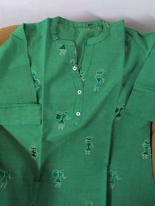 Green Warli Art Kurta
