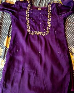 purple elegant kurta pant set Price Down