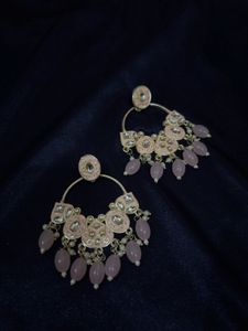 Blush Pink / pastel Chandbali Earrings