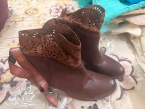 Stylish Brown Leather Cutout Boots