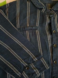 Striped Blue Button-Up Shirt