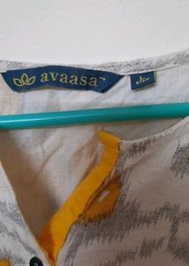 Used Twice , Good Quality , Avaasa Kurti , Yellow Colour ,