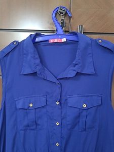 A beautiful Blue Sleeveless Polyester DRESS