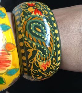 Price drop!!  Two handpainted wooden bangles
