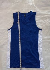 Adidas Blue V-Neck Sleeveless T-Shirt