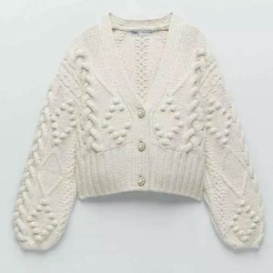 Zara Cream Cable Knit Cardigan