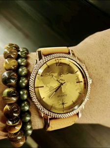 Golden World Map Watch