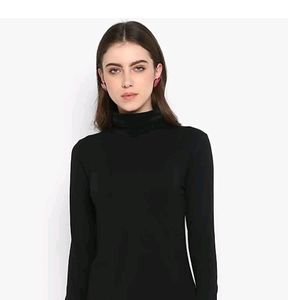 Black Polo Neck Rough Top