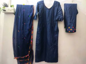 stitched suit plazo pant Navy Blue Embroidered sui