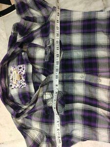 Purple Plaid Button-Up Shirt