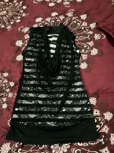 Black Lace Overlay Sleeveless Top