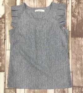 Korea Grey Flutter Sleeve Top