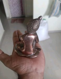 Resting Buddha on Knee Metal Showpiece