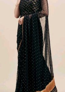 Black Saree with Gold Sequins