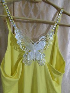 beaded Yellow Cami Top with Butterfly Detail