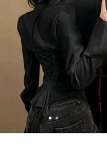 Corset Back Long Sleeve Top