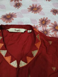 Maroon Printed Kurta