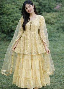 Elegant Yellow Ethnic sharara Set
